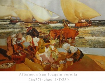 オイルアート Painting - 午後の太陽 ホアキン・ソローリャ 26x37インチ USD115