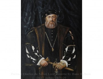 肖像画 シャルル・ド・ソリエ モレット卿 ハンス・ホルバイン作 13x17インチ USD49 Oil Paintings